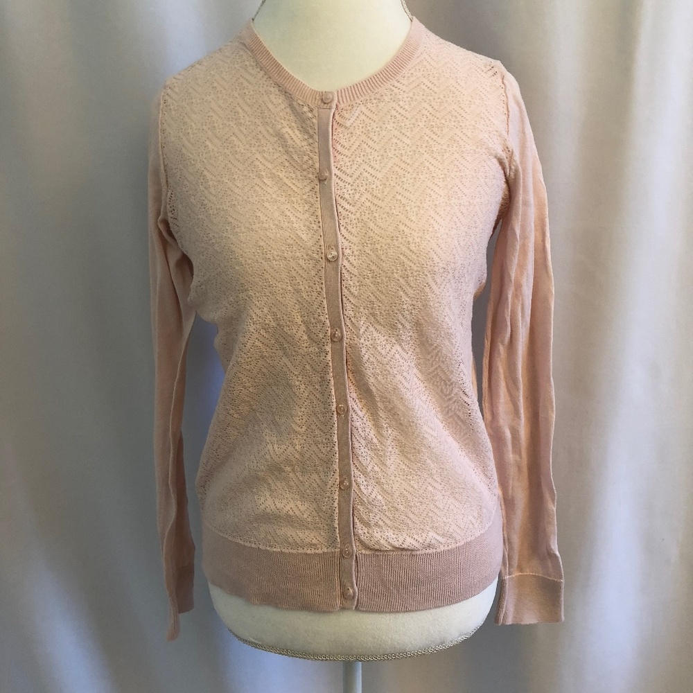 Ann Taylor Loft Blush Lace Cardigan Sweater